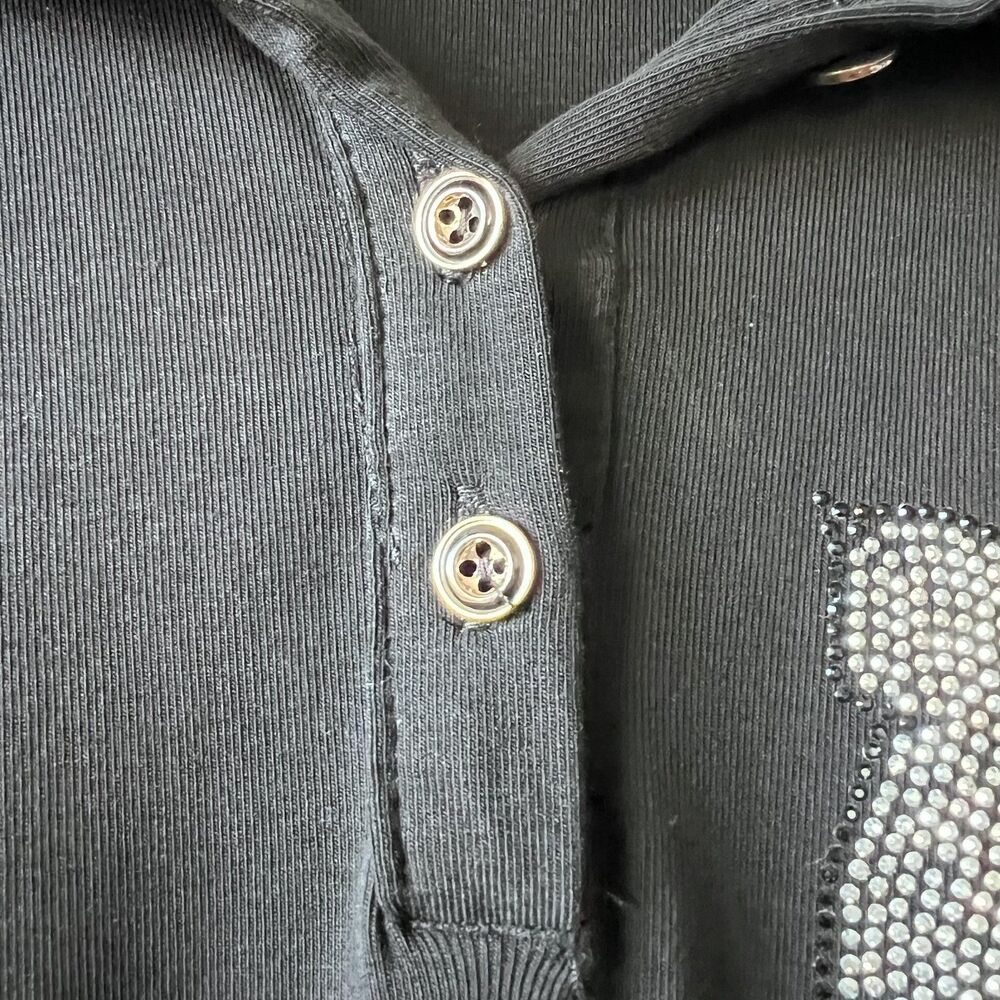 Hello Kitty Dress Womens Small‎ Black Polo Rhinestone Nautical Sparkle Anchors - Picture 8 of 14